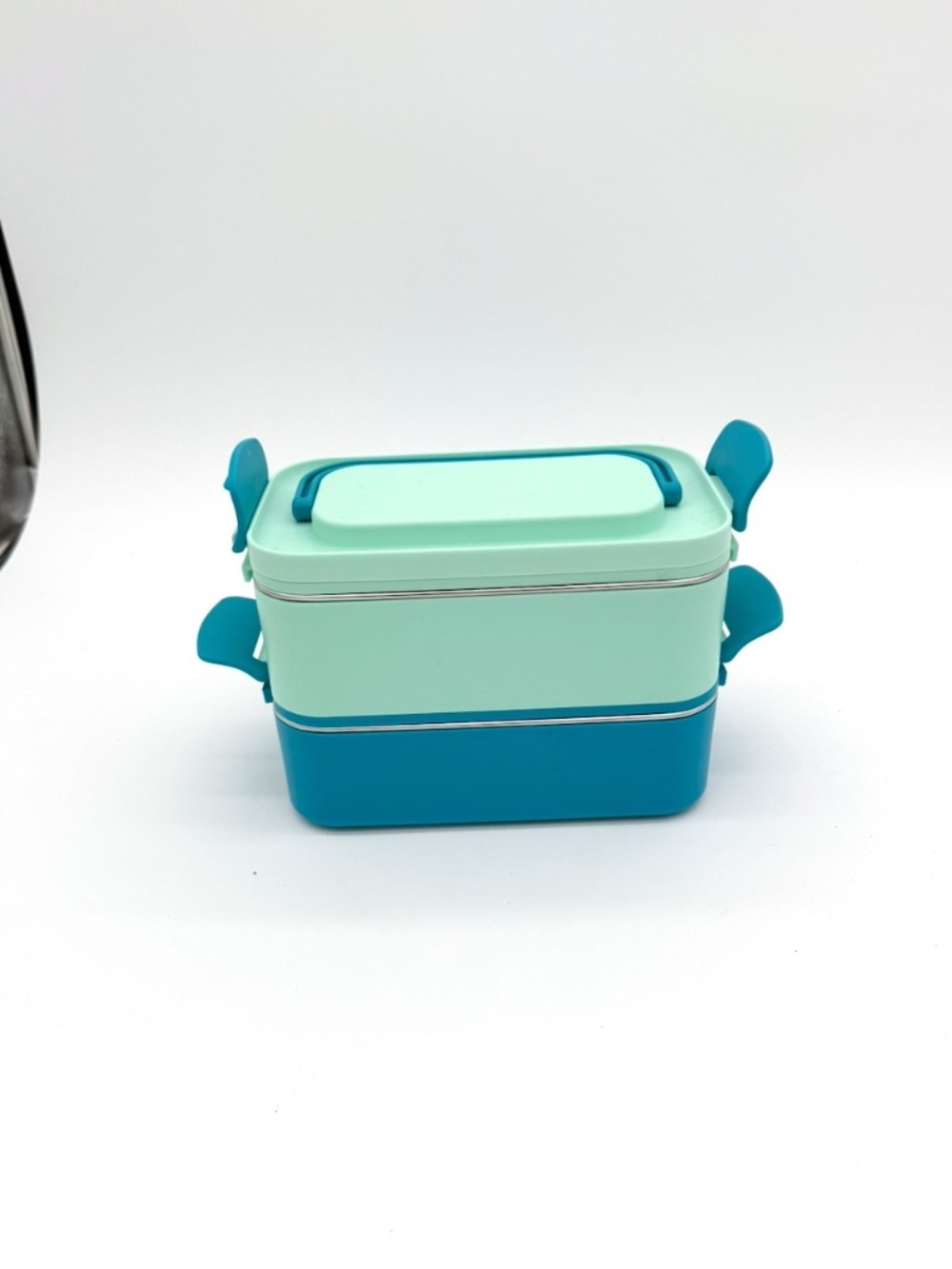 Stainless Steel Bento Box 2-Tier Stackable Lunch Container Dual Color - Picture 4 of 6
